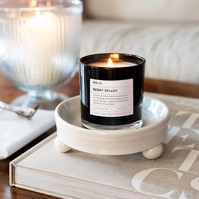 LUMELOOM Berry Splash Luxury Scented Candles, 9oz Soy Wax Candles - Image 3