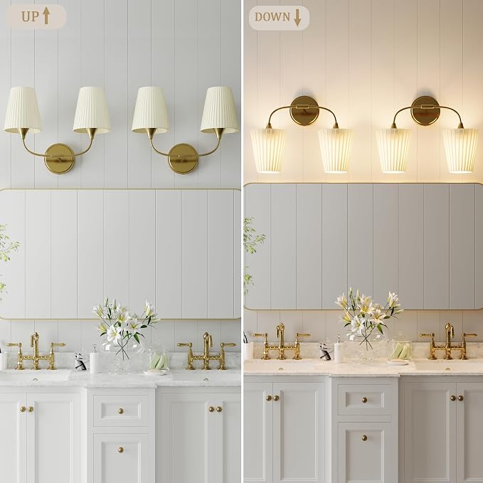 Bathroom Vanity Light with Fabric Shade, 2-Light Bathroom Vanity Light Over - Image 8