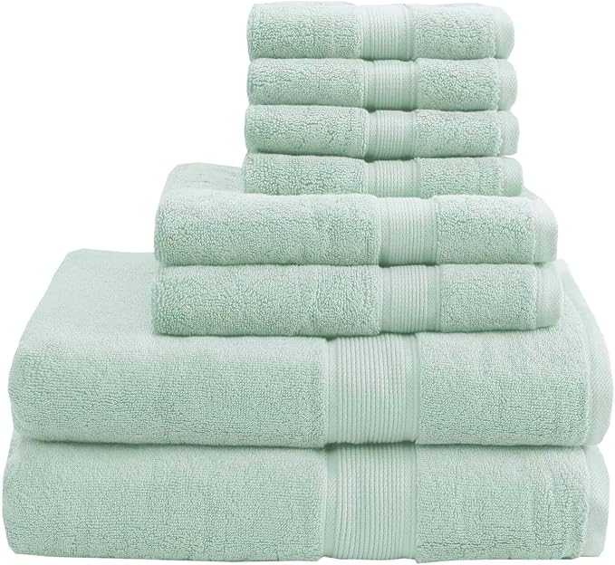 Madison Park 800GSM Bathroom Towel Set of 8 100% Cotton Bath Towel Set by MADISONPARK
