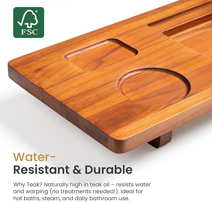 Teak Bathtub Tray for Freestanding Bath - Image 4