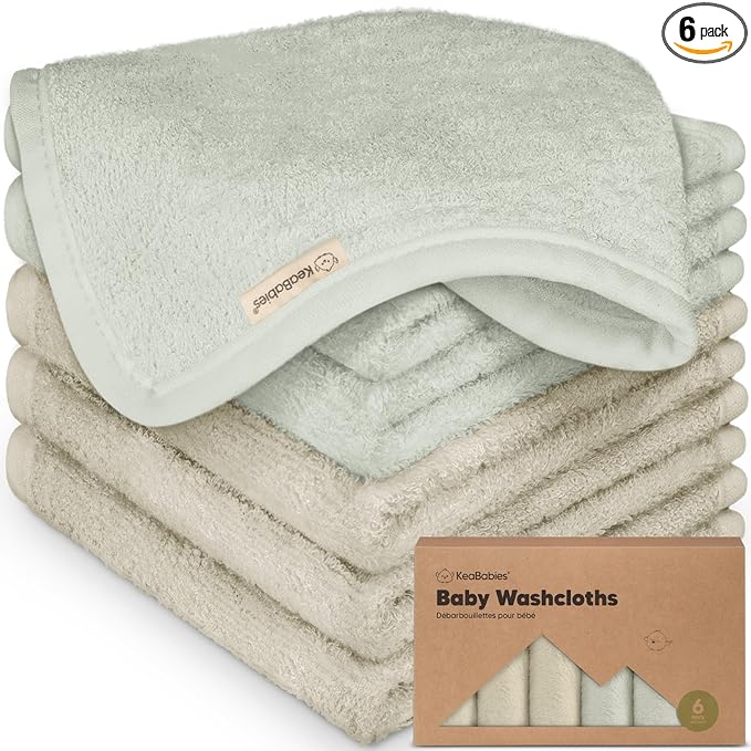 6-Pack Baby Washcloths – Soft Absorbent Viscose from Bamboo Washcloths by KeaBabies