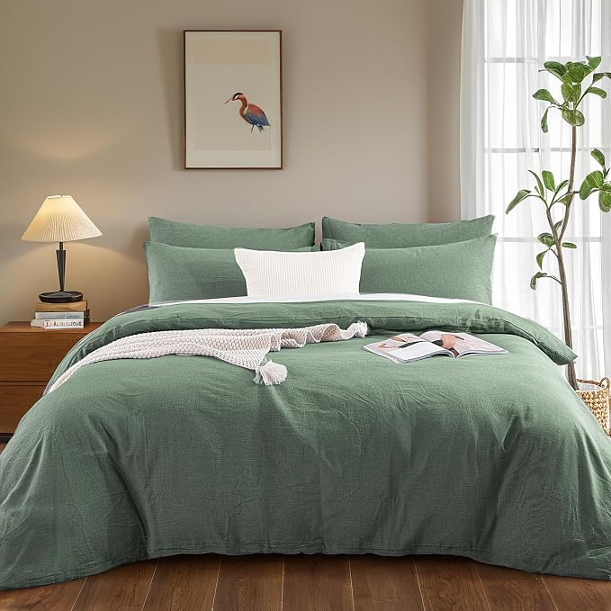 NEXHOME PRO Duvet Cover Twin 100% Washed Cotton, Organic Natural Linen Like - Image 2