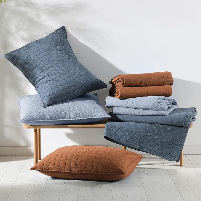 HORIMOTE HOME Burnt Orange King Size Quilt Set - Image 8