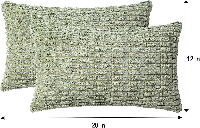 Aegero Pack of 2 Corduroy Decorative Throw Pillow Covers 12x20 InchSoft Boho - Image 7