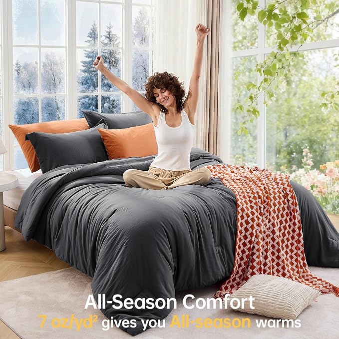 MUXHOMO Full Comforter Sets, All Season Ultra Soft Down Alternative Bedding - Image 4