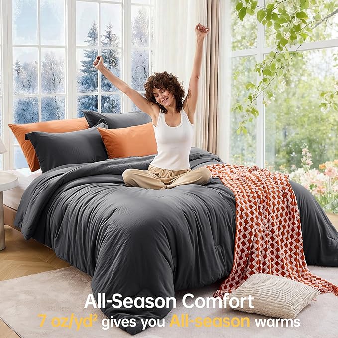 MUXHOMO King Size Comforter Set, All Season Ultra Soft Down Alternative Bedding - Image 4