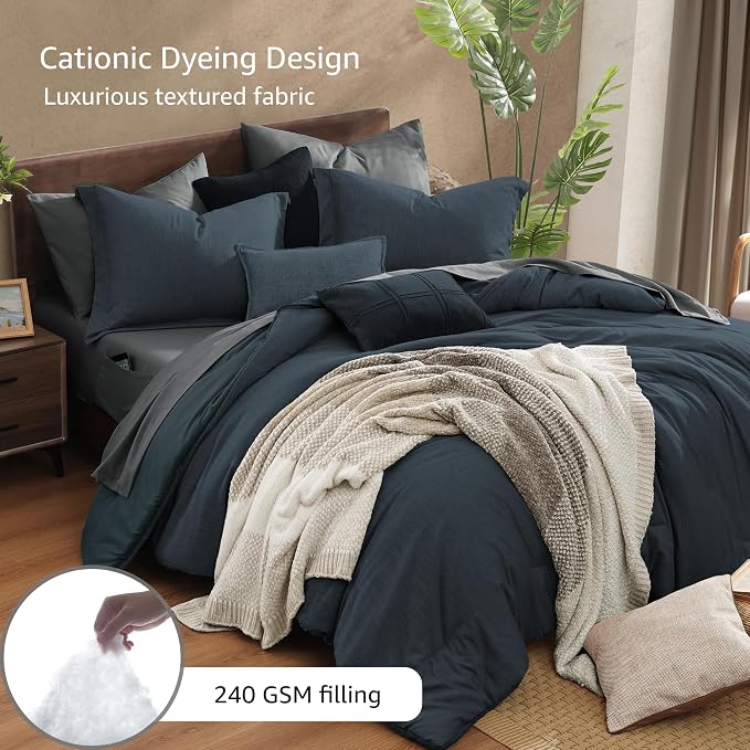 Monbix King Size Comforter Set, King Comforter Set 7 Pieces, Cationic Dyeing - Image 3