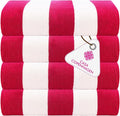CASA COPENHAGEN Cabana Towel 4Pcs Rosy Designer Stripe Beach Towels Gift Set by CASACOPENHAGEN