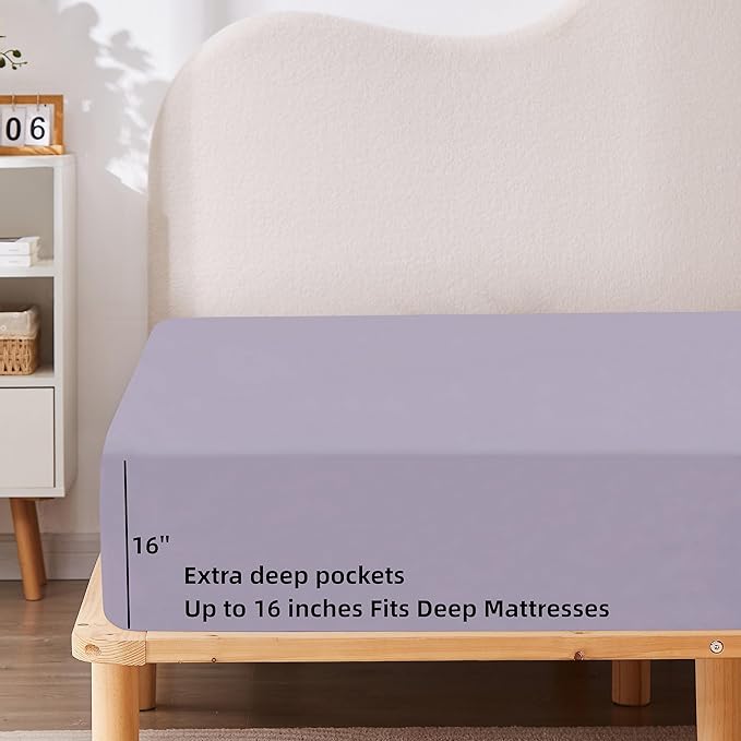 HBHLFZ King Fitted Sheet Only 2 Pack, Soft Breathable Bottom Sheet - Image 3