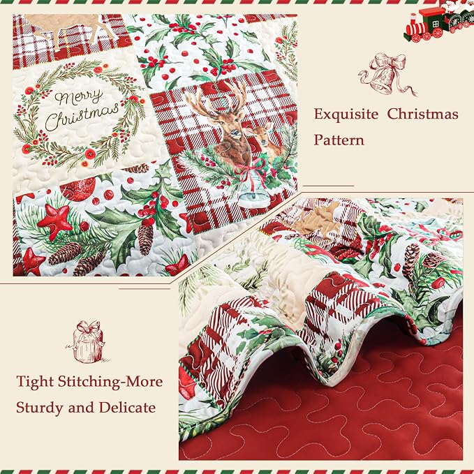 Exclusivo Mezcla Reversible Christmas Quilts King Size - Image 4