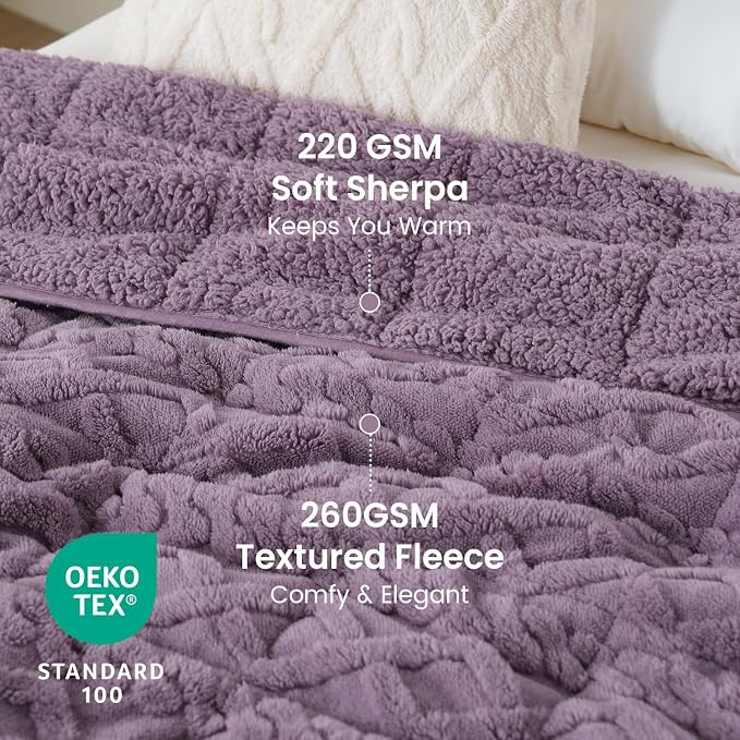 20lbs Weighted Blanket for Adults, Thick Fuzzy Jacquard Sherpa Weighted Blanket - Image 3