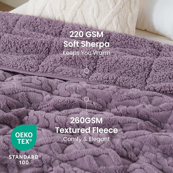 Drewin Weighted Blanket for Adults Twin Size, 15 lbs Stylish Jacquard Sherpa - Image 3
