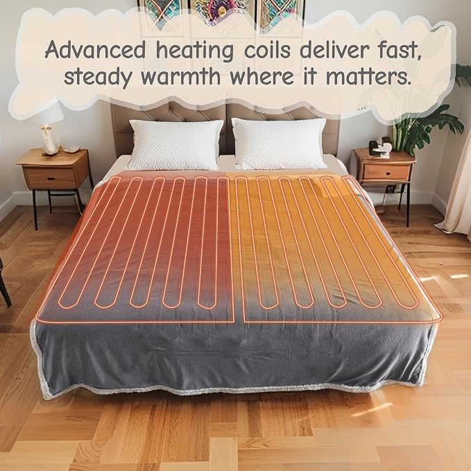 Electric Heated Blanket Throw Size 50"x60", Soft Flannel - Image 5