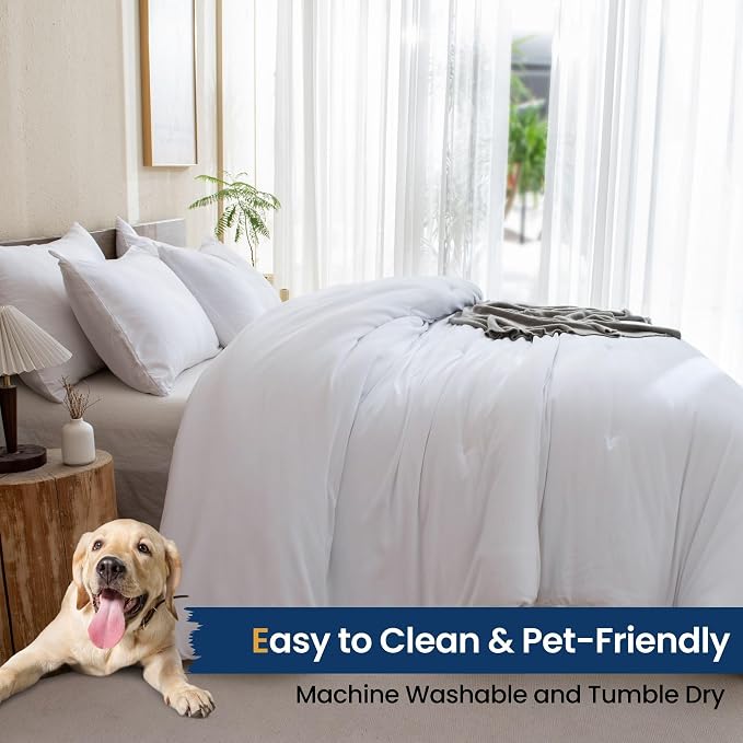 Paxrac Classic Pure White Comforter King Size, 3 Pieces Boho Comforter Set - Image 6