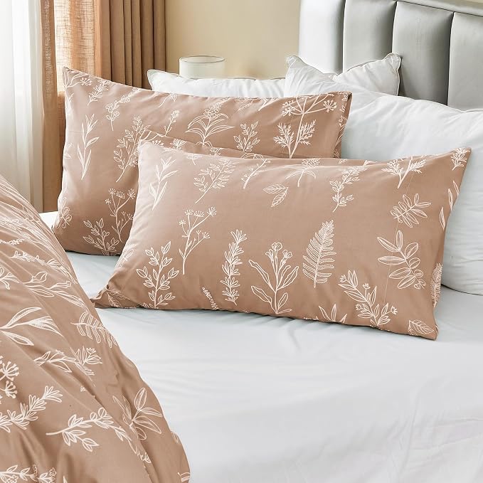 MUXHOMO Duvet Cover Full Size, Reversible Floral Rosy Gold Duvet Cover Set - Image 3