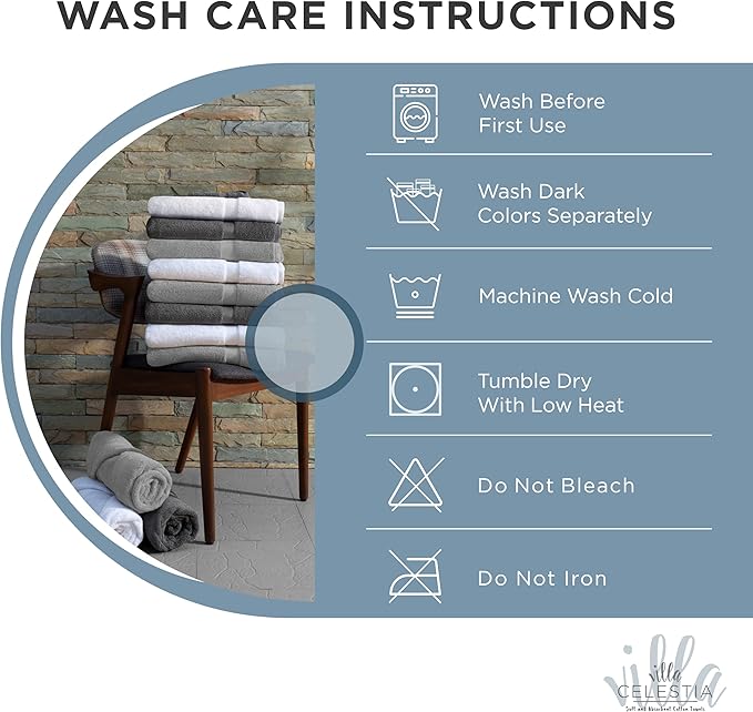 100% Cotton Bath Towel Set of 12-4 Bath Towels, 4 Hand Towels, 4 Wash Cloths - Image 6
