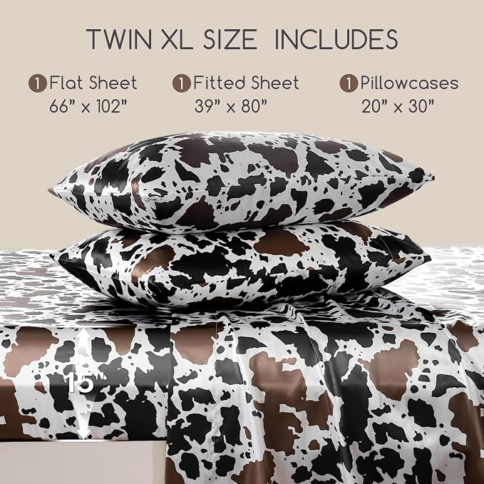 MR&HM Satin Sheets with Elastic Corner Straps, Twin XL Size 3-Piece Silky - Image 2