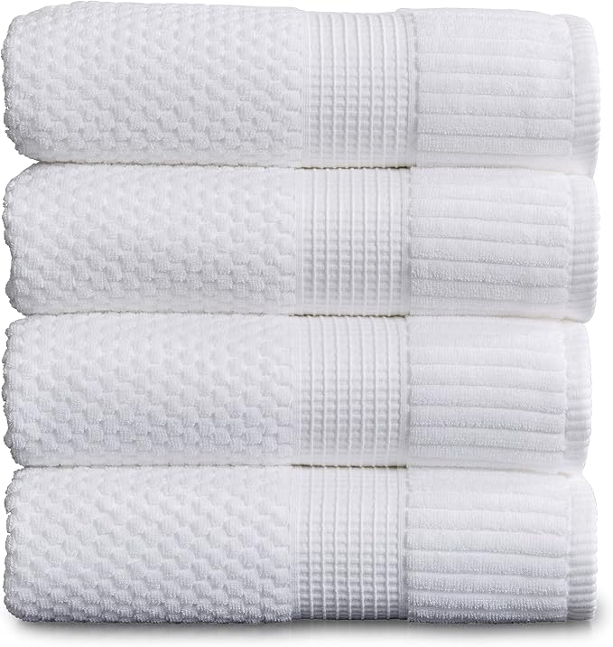 NY Loft 100% Cotton Bath Towel Set of 4 | White Towels | Oeko-TEX® Standard 100 by NYLoft