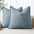MIULEE Decorative Linen Euro Sham Pillow Covers 28x28 Inch Blue Grey Boho by MIULEE