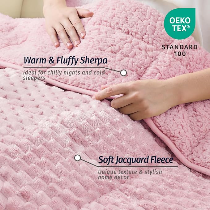 Wemore Fleece Weighted Blanket for Adults, Dual Sided Cozy Soft Sherpa Heavy - Image 3