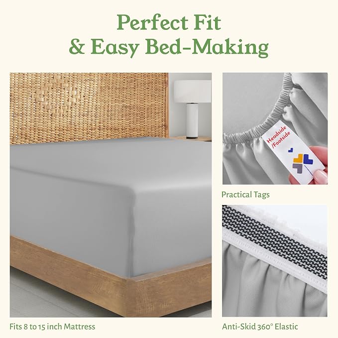California Design Den 100% Organic Cotton King Fitted Sheet Only, Deep Pocket - Image 6