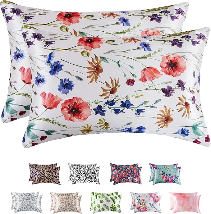 MR&HM Satin Pillowcase for Hair and Skin, Silk Satin Pillowcase 2 Pack by MRHM