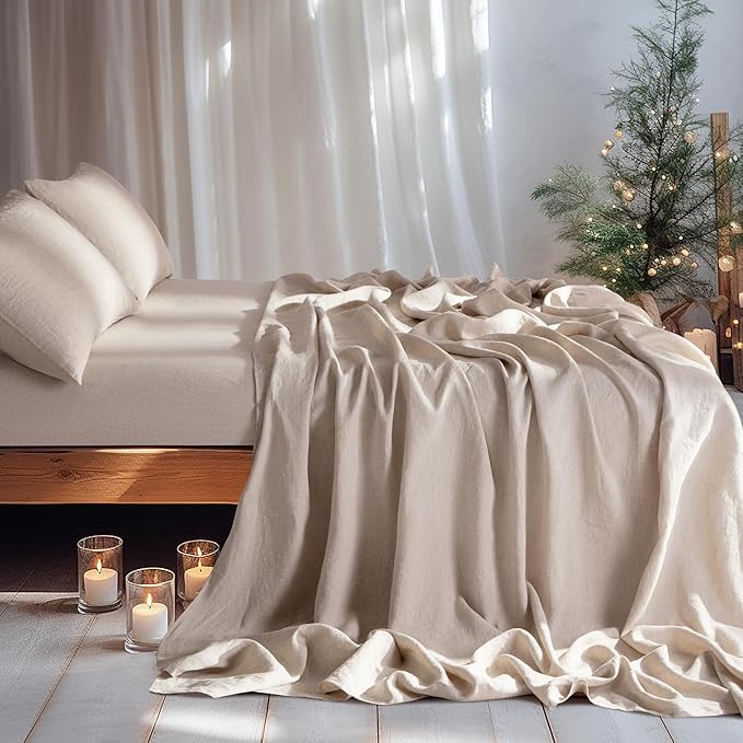 LBRO2M 100% Pure Linen Sheet Set Deep Pocket Up to 16" Bed Sheets Sets - Image 7