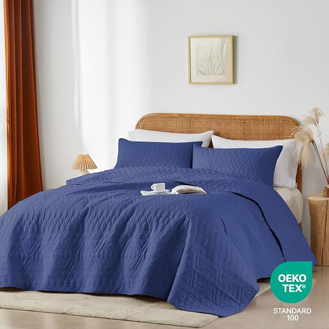 akkialla Twin Size Quilt Bedding Set, Modern Style Geoetric Pattern Coverlet Set - Image 2