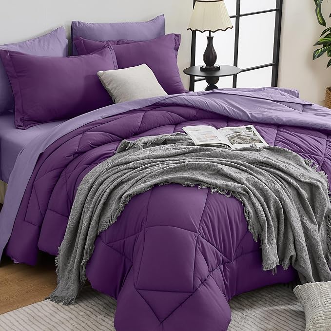 HEVUMYI Purple & Light Purple Cali-King Comforter Set by HEVUMYI
