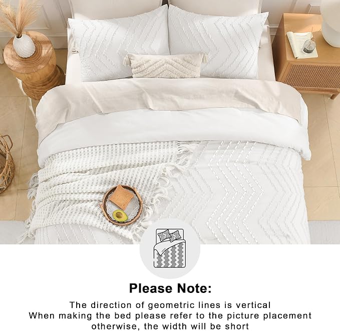 Andency White Comforter Queen, Boho Soft Fluffy Warm Lightweight Bedding - Image 5