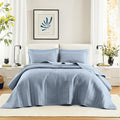 Comfort Spaces Blue Oversized King Quilt Set 120"x118" Bedspread Quilted Summer by ComfortSpaces