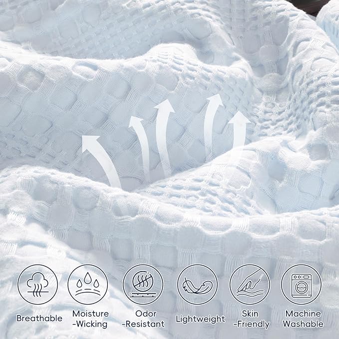 PHF Cooling Waffle Blanket Queen Size, Lightweight 60% Rayon from Bamboo & 40% - Image 5