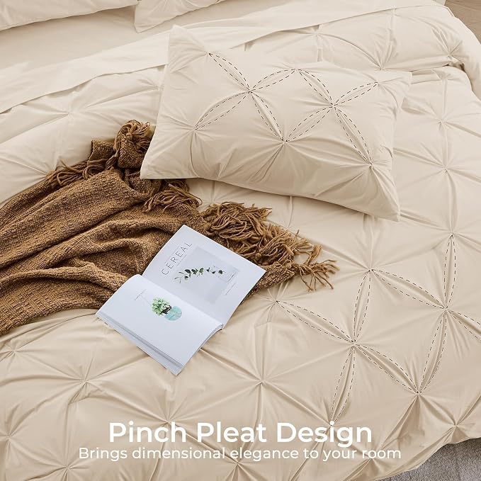Sasttie King Size Comforter Set, 7-Piece Bed in a Bag, Pintuck Bedding Set - Image 4