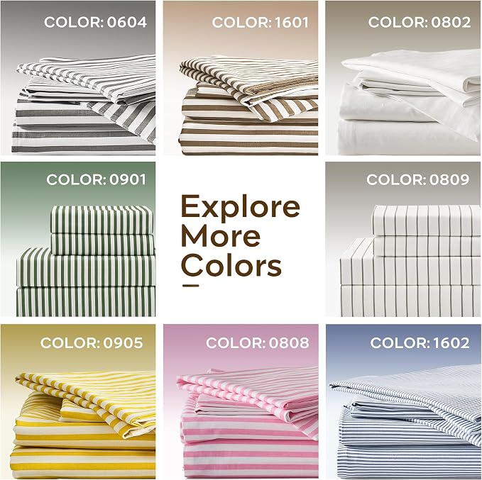 JELLYMONI 100% Natural Cotton 3pcs Striped Duvet Cover Sets, - Image 6