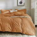 JELLYMONI Burnt Orange Duvet Cover King Size, Soft Breathable Seersucker Duvet by JELLYMONI