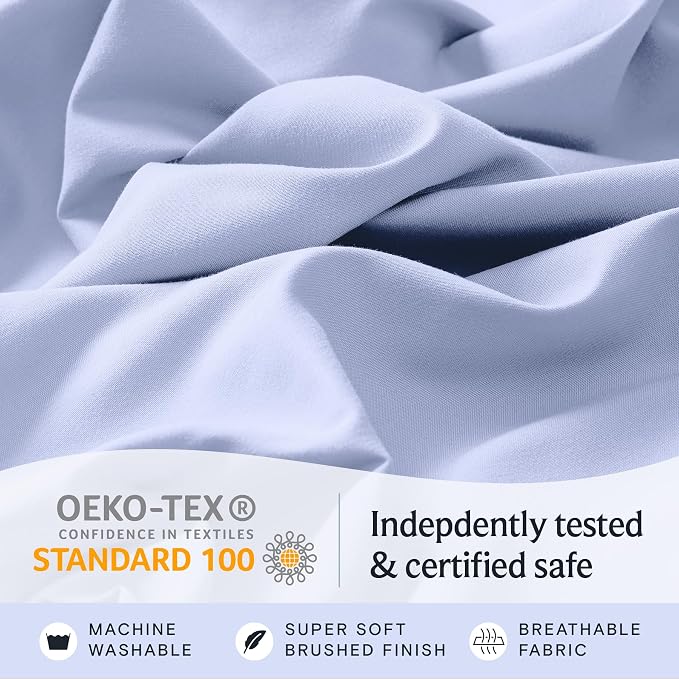 LuxClub 3 PC Twin Sheet Set, Deep Pockets Wrinkle Free Cooling Bed Sheets Hotel - Image 5