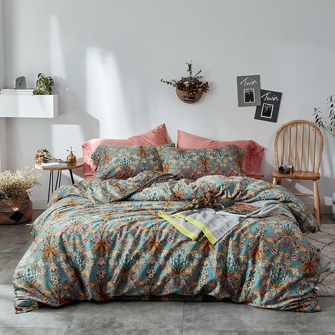 mixinni Vintage Style Garden Flower Duvet Cover Set by mixinni