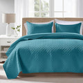 FLYMME Twin Quilt Set, Lightweight Teal Bedspreads, Basket Weave Pattern by FLYMME