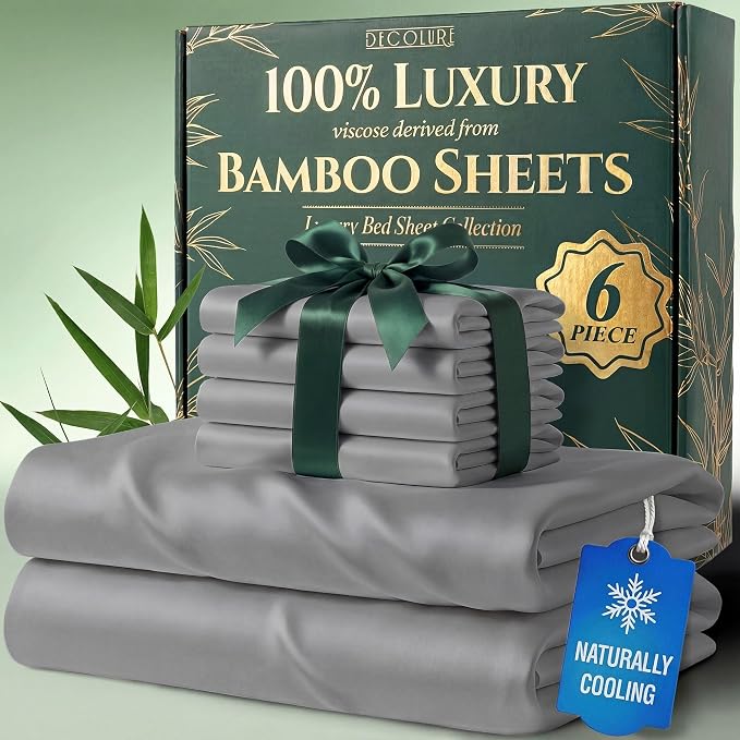 DECOLURE 100% Viscose Derived from Bamboo Sheets Queen Size by DECOLURE