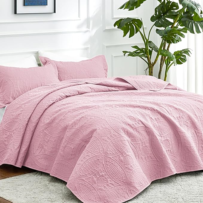 Love's cabin Quilts for Full Bed Pink Bedspreads Bedding Set - Image 2