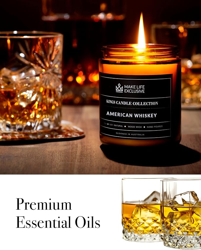 Scented Candles for Men | Whiskey Scented | Wooden Wick, Long Lasting, - Image 6