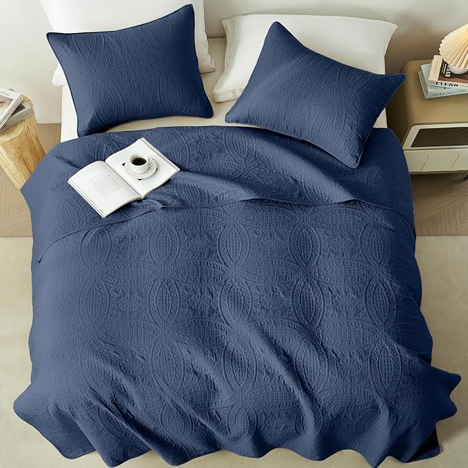 akkialla Navy Full/Queen Quilt Set, Ultrasonic Lightweight Bedspread Coverlet - Image 3