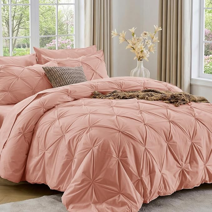 Sasttie Full Size Comforter Set, 7-Piece Bed in a Bag Double, Pintuck Bedding by SASTTIE