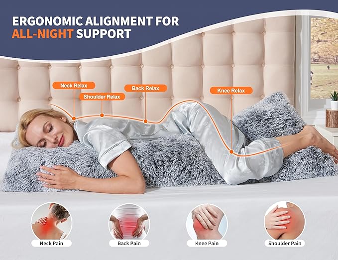 WSOFRLAC Knee Hip Pillow for Side Back Sleepers 20x54 Kids Pink Body Pillow - Image 2