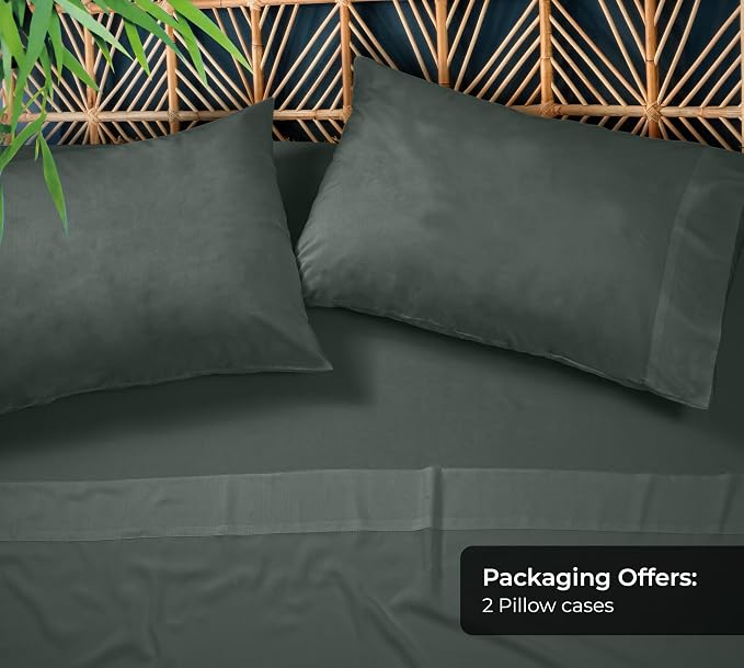 Royale Linens Cooling Pillow Cases King Size Set of 2-100% Rayon Derived from - Image 5