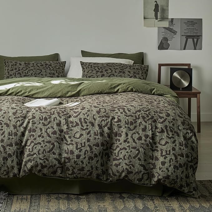mixinni Leopard Duvet Cover Full Size, Premium Yarn-Dyed Jacquard Cotton Duvet by mixinni