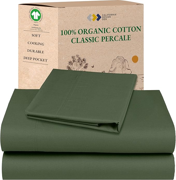 California Design Den Soft 100% Cotton Percale Sheets Twin Size Bed Set by CaliforniaDesignDen