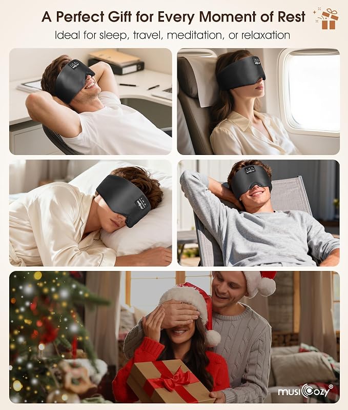 MUSICOZY 3D Silk Bluetooth Sleep Mask Headphones, Mulberry Silk Eye Mask - Image 9