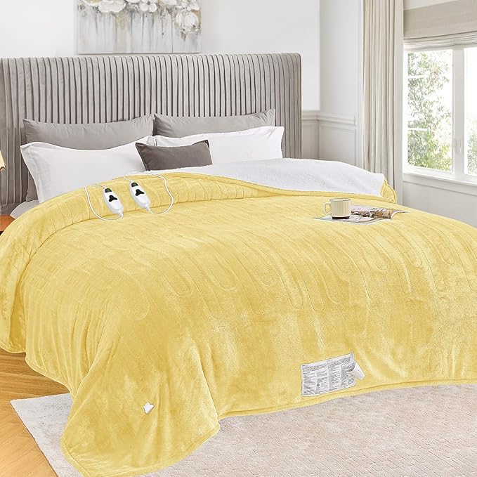 greenoak Heated Blanket Electric Queen Size 84"X90" Dual Control, Heating by Greenoak