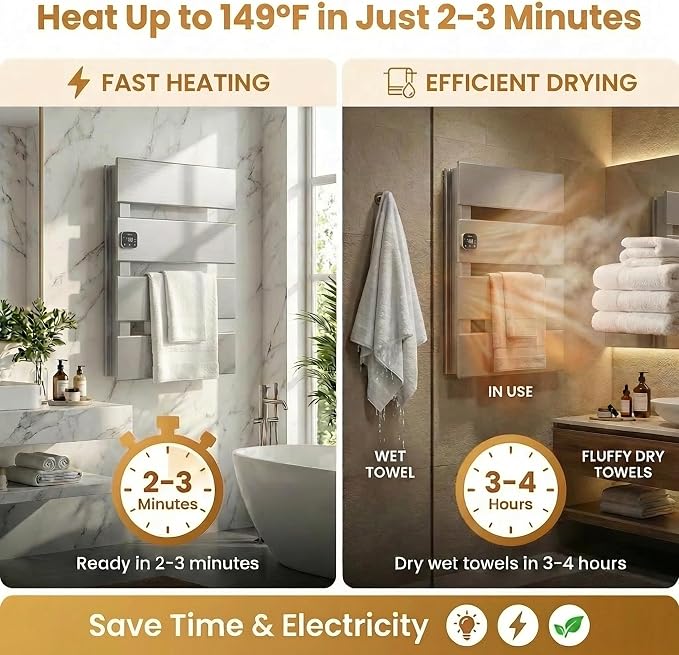 Electric Towel Warmer, Heated Towel Rack - Image 2